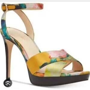 Nine West Floral Heels Open Toe Size 8